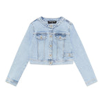 Patrizia Pepe Giubbino In Denim Tinta Unita con Bottoni per Bambina 7O0038 AZZURRO PATRIZIA PEPE 