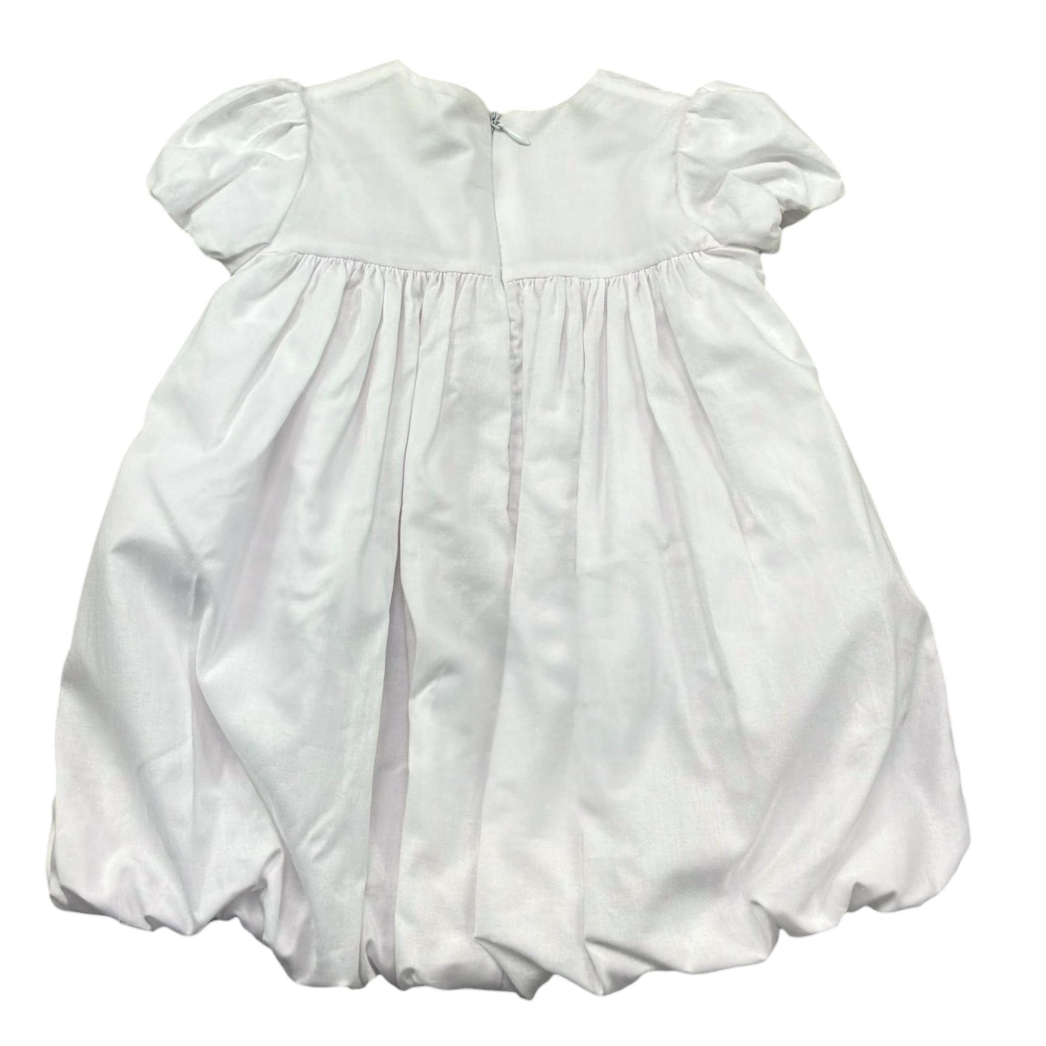 Le Bebe Abito Mezza Manica Tinta Unita con Fiocco per Neonata LBG6220 BIANCO LE BEBE 