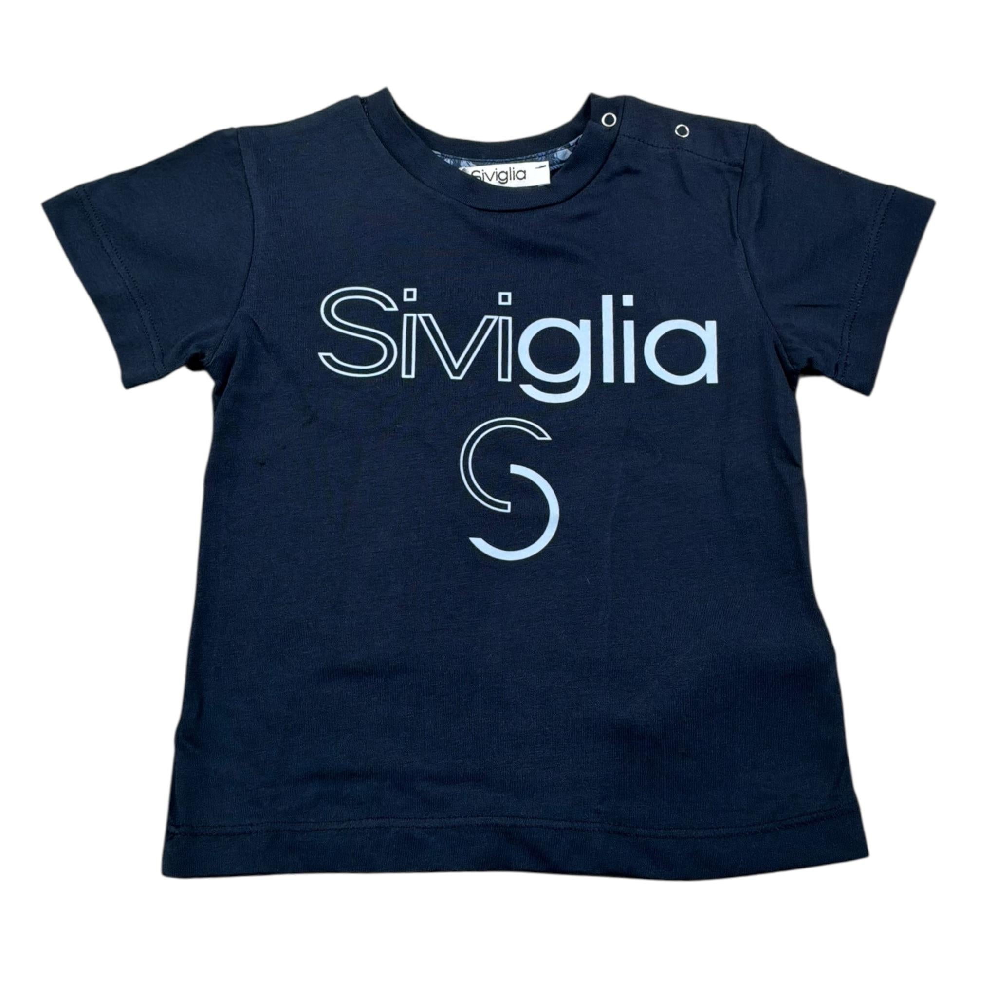 Siviglia T-Shirt Girocollo Tinta Unita con Stampa per Neonato SWVNTS17286 BLU SIVIGLIA 