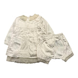 Caffe' D'Orzo Solid Color Half Sleeve Dress With Ivory Culotte For Baby Girl
