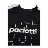Cesare Paciotti Solid Color Crew Neck T-Shirt with Black Logo Print for Newborns