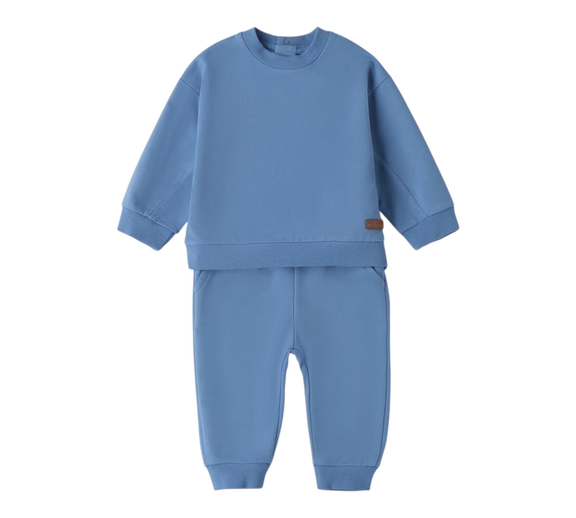 Minibanda Completo 2 Pezzi Felpa-Pantalone Tinta Unita per Neonato 3B655 CELESTE MINIBANDA 