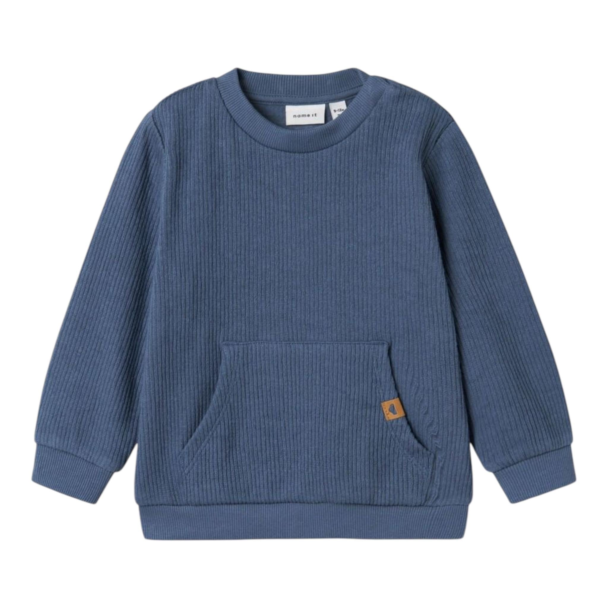 NAME IT felpa girocollo tinta unita in maglia Blu per Neonato 13233492 BLU NAME IT 