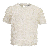 Dou Dou T-Shirt Girocollo Tinta Unita con Applicazioni per Bambina DW5A61 PANNA DOU DOU 