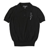Neil Barrett Polo Shirt Solid Color Half Sleeve With Print Black For Boys