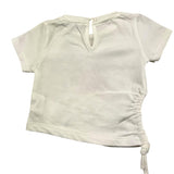 M+E' Solid Color Crew Neck T-Shirt With Contrast Print White for Baby Girls