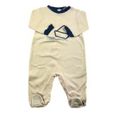 Lalalu' Long Sleeve Romper with Boat Embroidery Cream for Newborn
