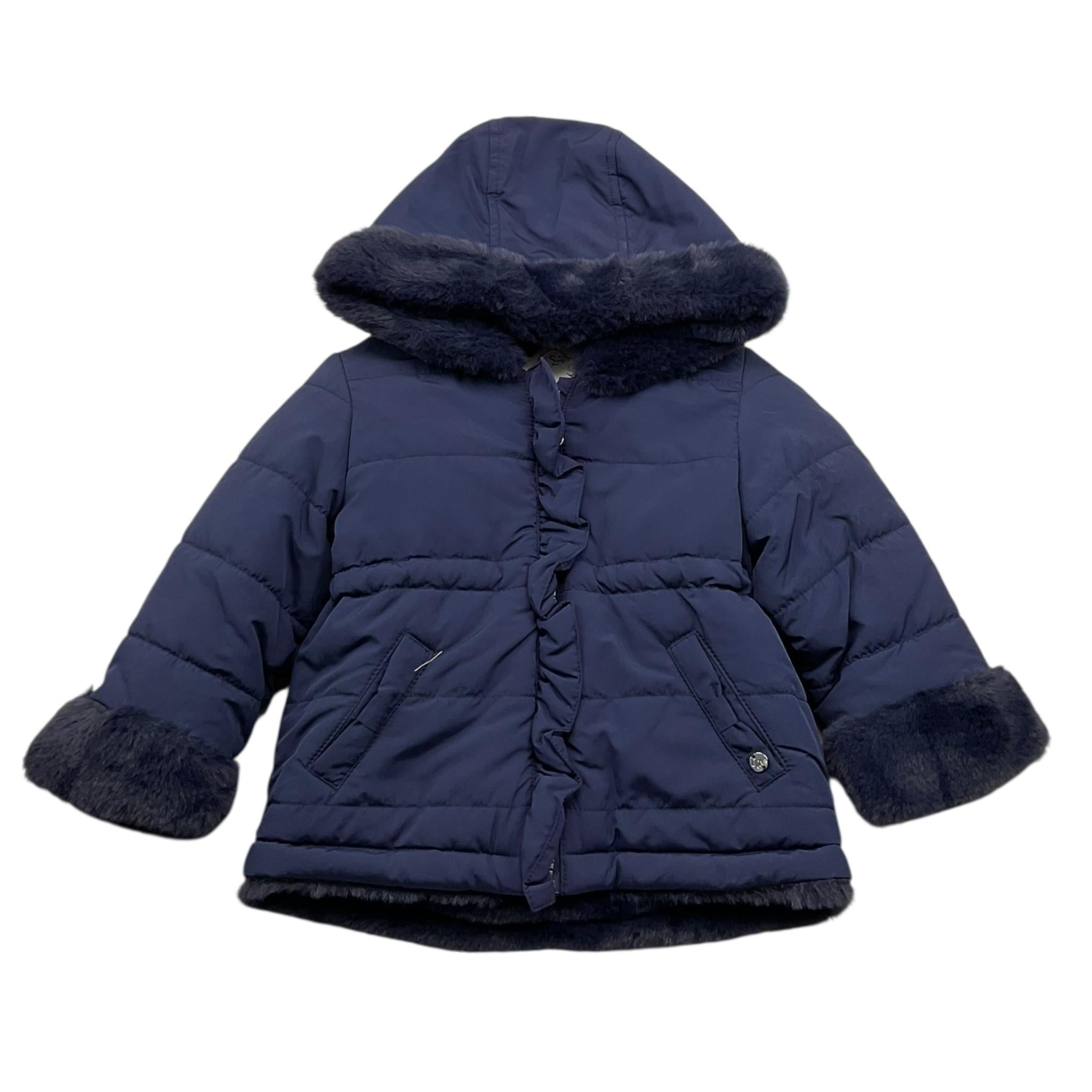 MINI BANDA giubbino tinta unita con cappuccio Blu per Neonata 31774 BLU MINI BANDA 