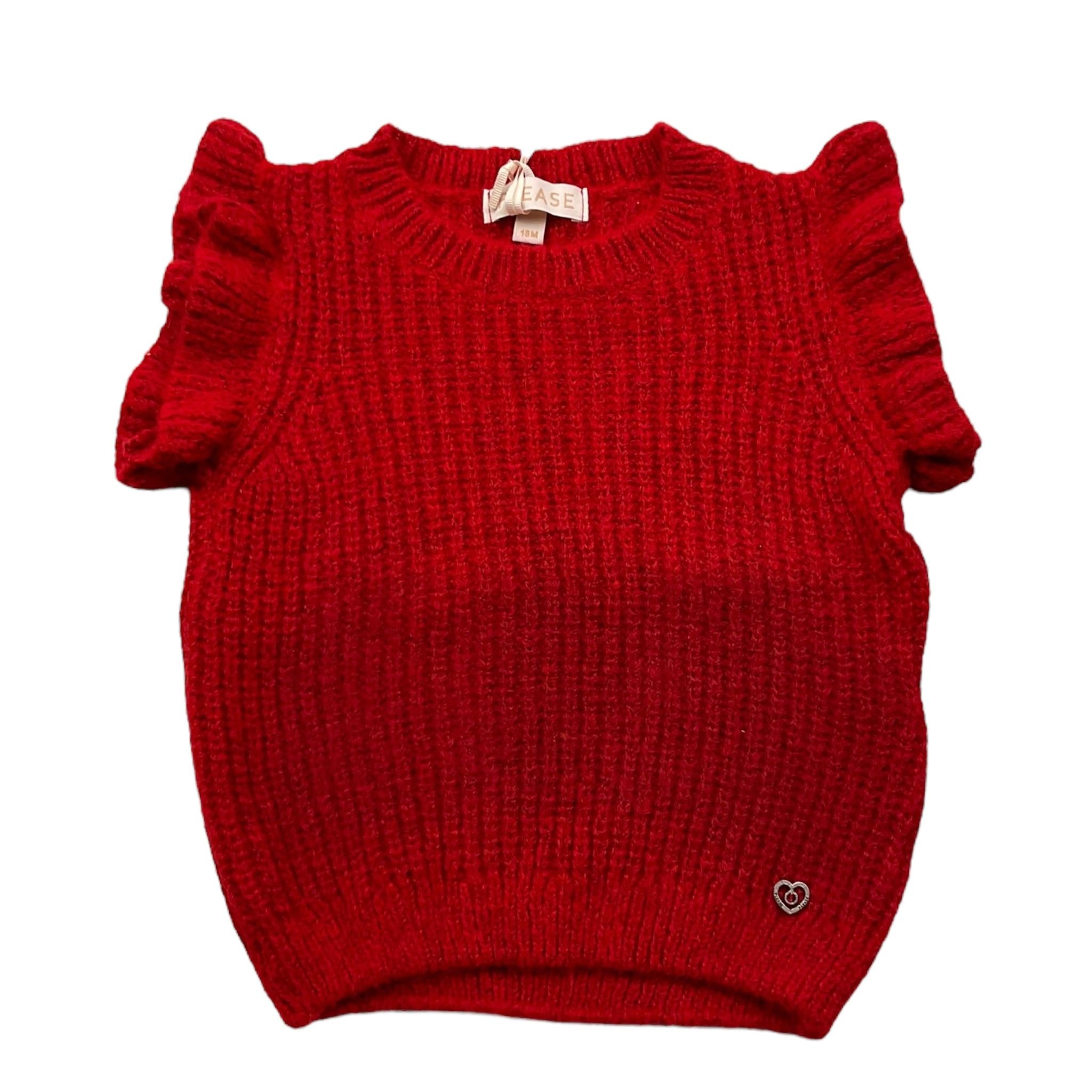 PLEASE maglia modello smanicato tinta unita girocollo Rosso per Neonata NB69230G65 ROSSO PLEASE 