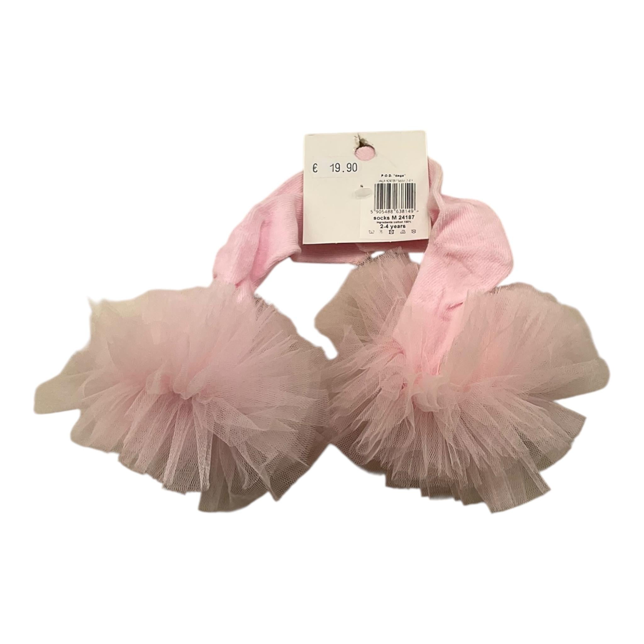 DAGA COLLECTION calzini tinta unita con tulle Rosa per Bambina M24187 ROSA DAGA COLLECTION 