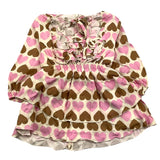 Miss Grant Cream Heart Pattern Long Sleeve Dress for Baby Girl