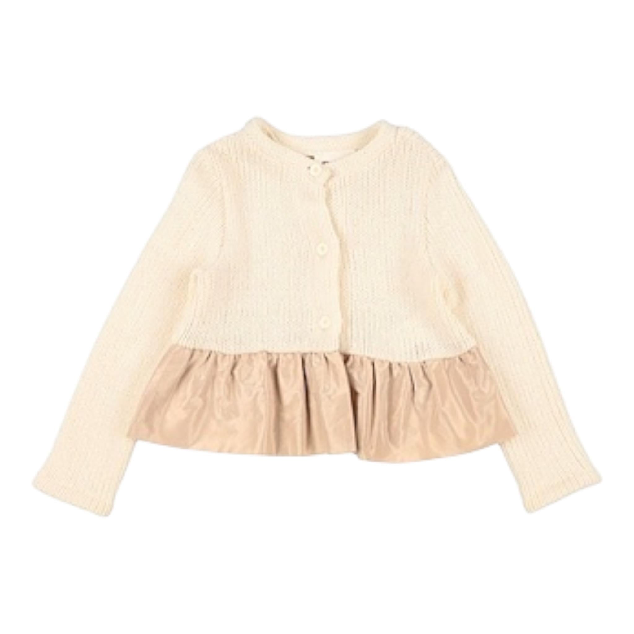 DOU DOU cardigan tinta unita con rouches Panna per Bambina DV9A00X PANNA DOU DOU 