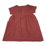 Lalalu' Bordeaux Solid Color Crew Neck Half Sleeve Dress for Girls
