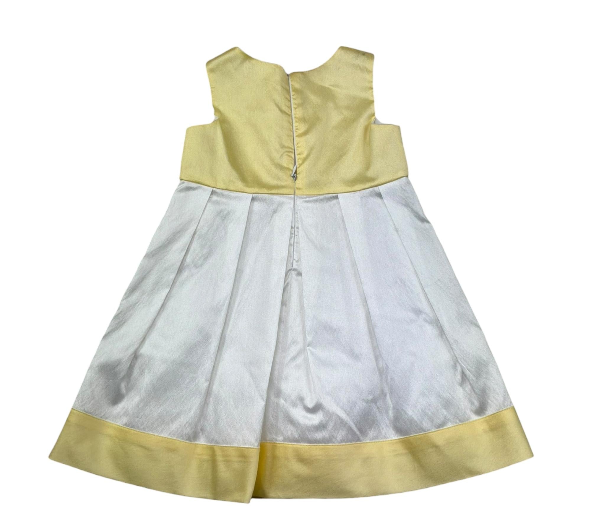 Le Bebe Abito Giromanica Tinta Unita con Fiocco per Bambina LBG0701J BIANCO/GIALLO LE BEBE 