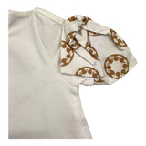 Le Bebe' Solid Color Crew Neck T-Shirt with Contrasting Sleeves White for Baby Girls