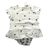 Petit Indi Plain Romper With White Star Pattern For Baby Girl