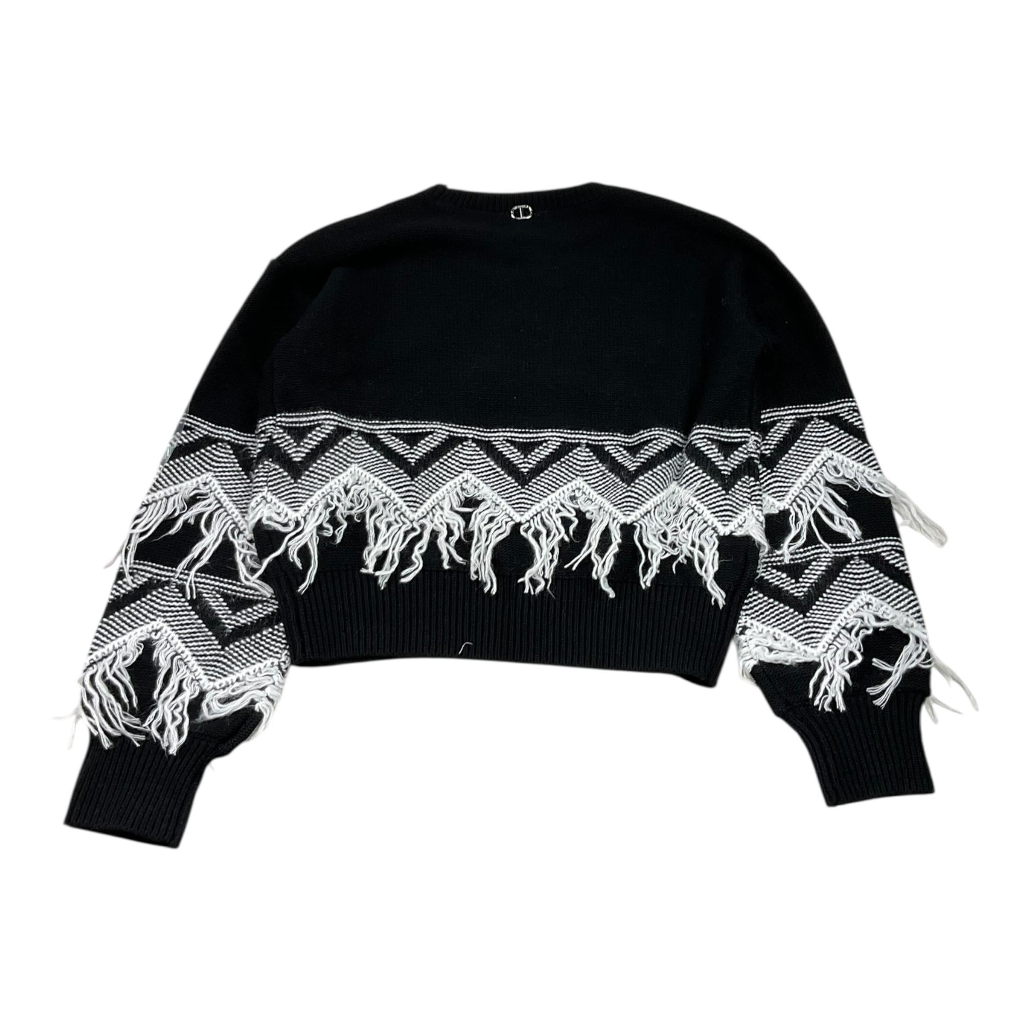 TWINSET maglia girocollo tinta unita con frange Nero per Bambina 242GJ3131X NERO TWINSET 