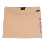 Palm Angels Solid Color Skirt With Beige Logo Print For Girls