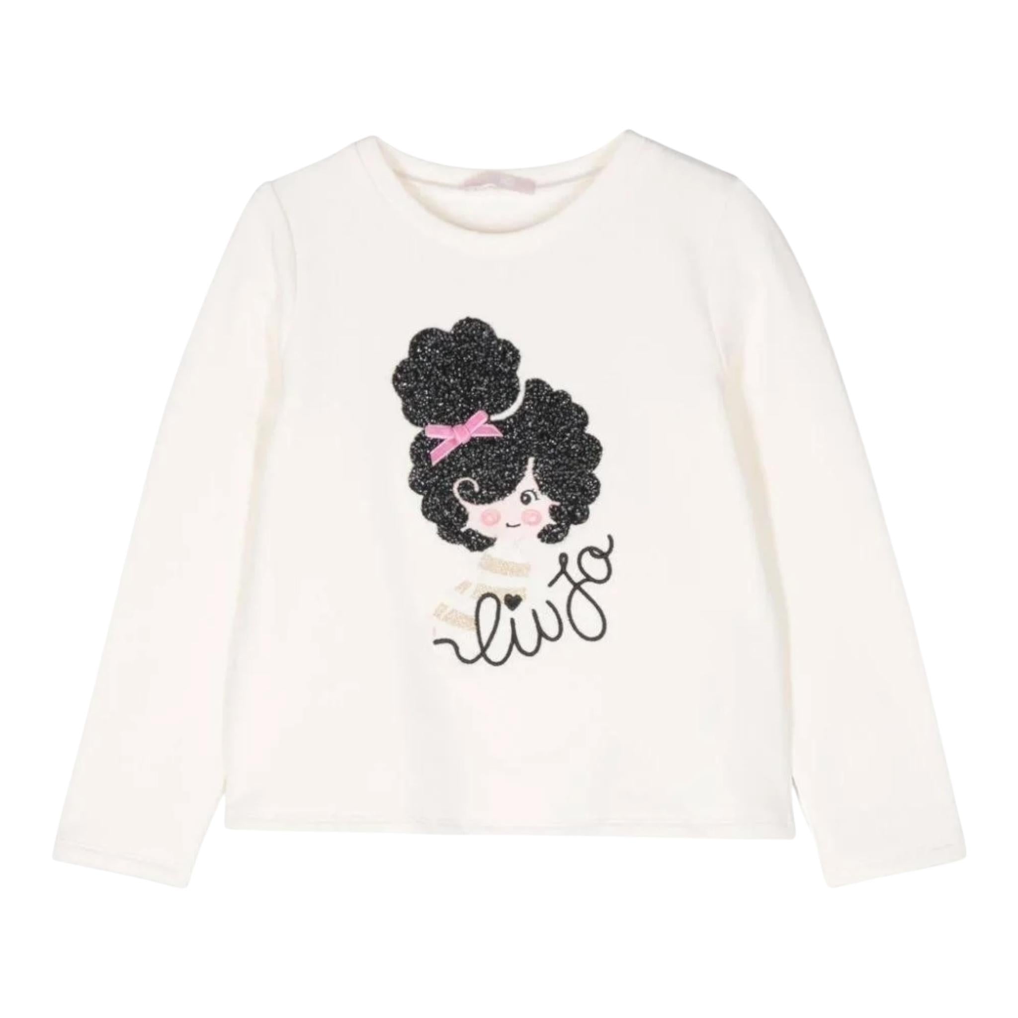 LIU JO felpa tinta unita girocollo con stampa Bianco per Bambina KF4146 BIANCO LIU JO 