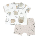 Chicco Complete T-Shirt-Bermuda Solid Color With Pattern And Print White For Newborn