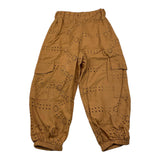 Mariuccia Plain Perforated Pant with Elastic Waist Brown for Girls