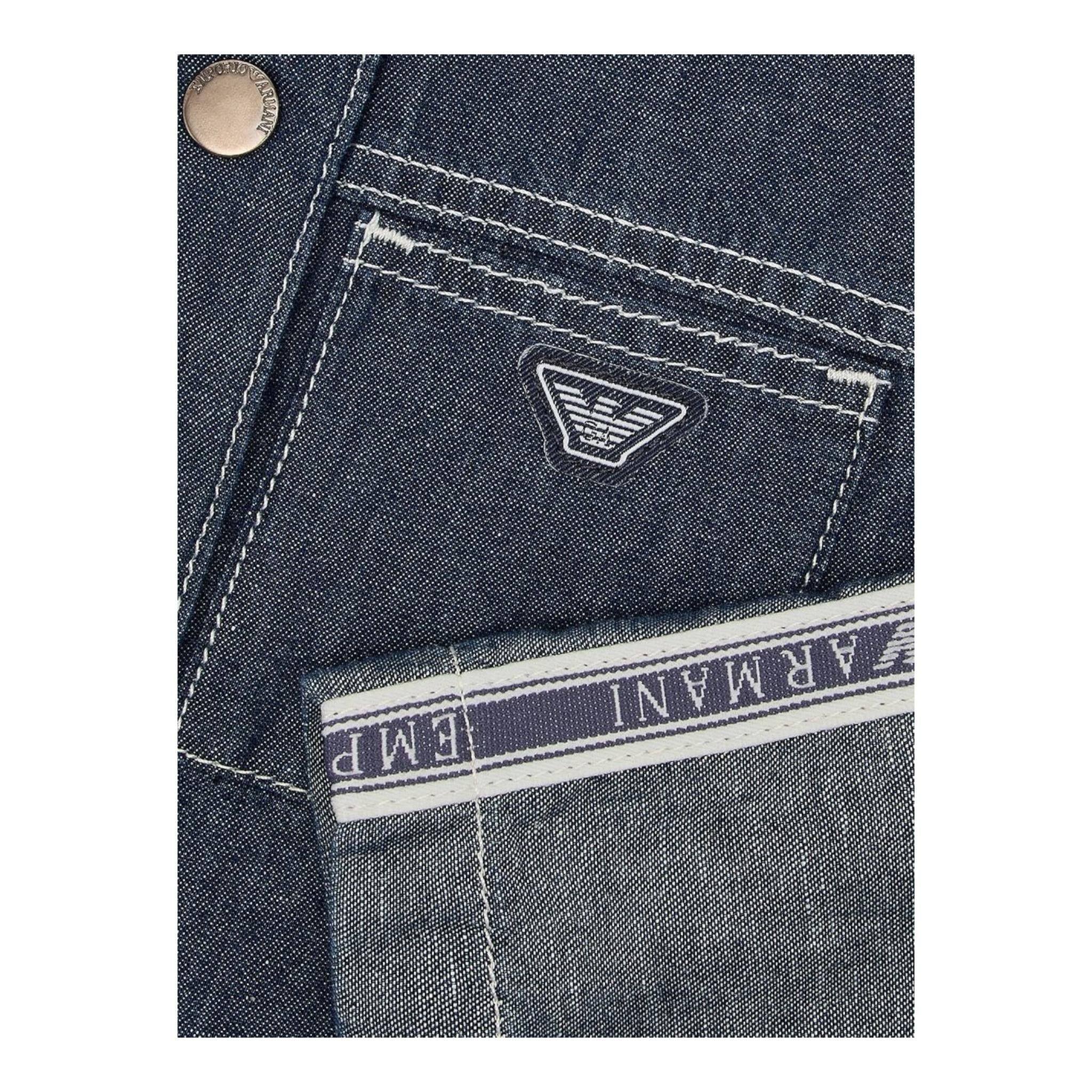 Emporio Armani Camicia Manica Lunga In Denim Tinta Unita per Bambino 3D3B08 BLU EMPORIO ARMANI 