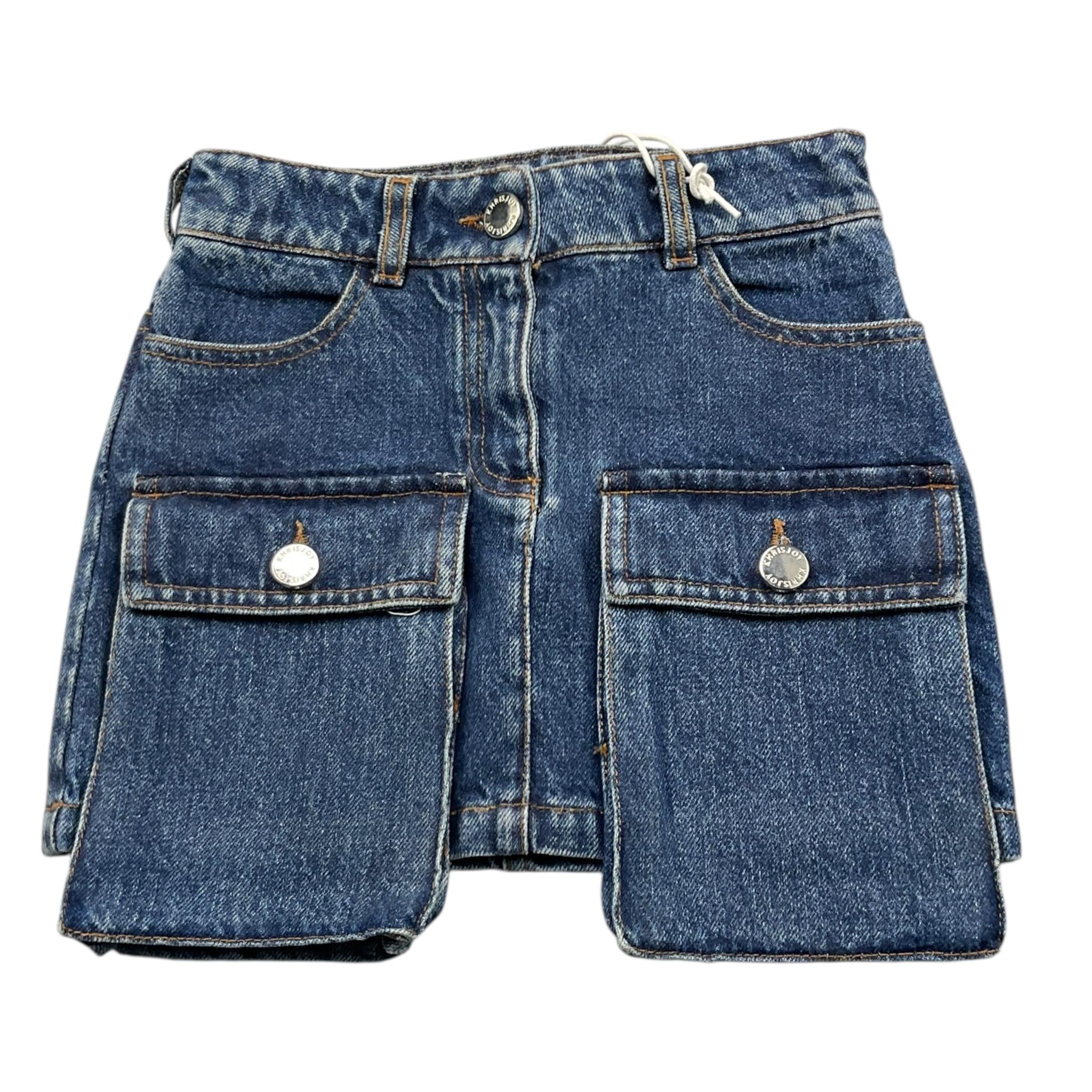 KHRISJOY gonna tinta unita in denim Blu per Bambina KU7A01 BLU KHRISJOY 