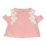 Simonetta Solid Color Sleeveless Shirt With Flowers And Pink Striped Pattern For Girls
