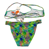 Losan 2-Piece Costume Bandeau-Brief Solid Color with Green Pattern for Girls