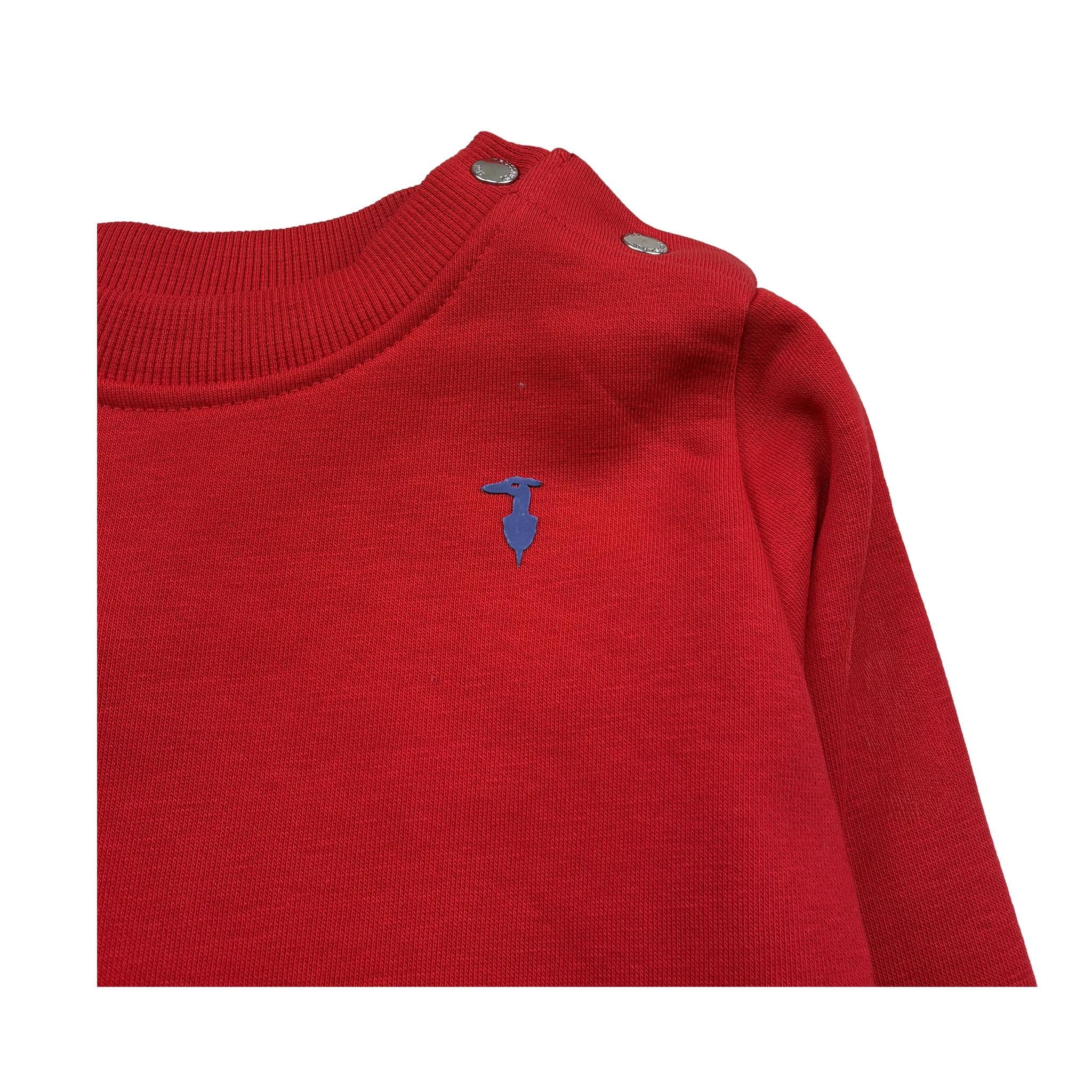 Trussardi Felpa Chiusa Girocollo Tinta Unita con Logo per Neonato TIP26001E ROSSO TRUSSARDI 
