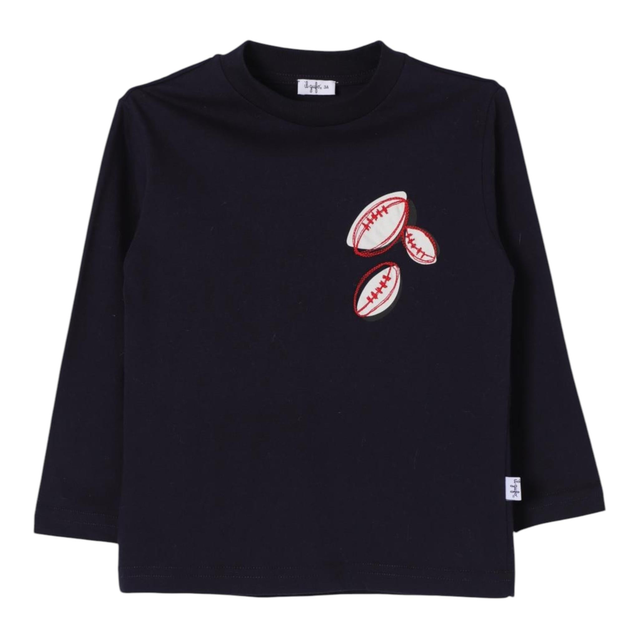 IL GUFO shirt girocollo tinta unita con stampa Blu per Neonato A24TA353MF002 BLU IL GUFO 