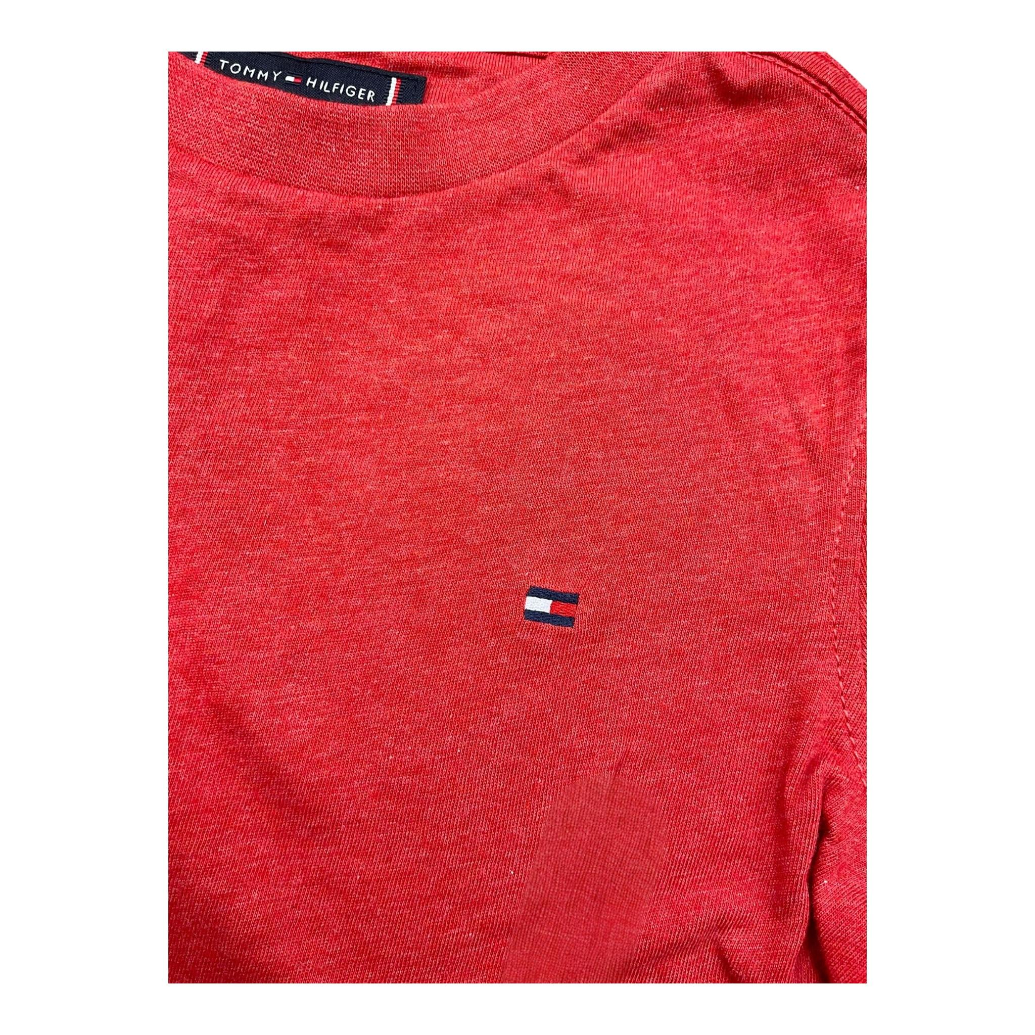 Tommy Hilfiger T-Shirt Girocollo Tinta Unita con Logo per Bambino KB0KB06879 ROSSO TOMMY HILFIGER 