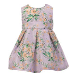 Alice Pi Solid Color Sleeveless Ceremony Dress with Lilac Flower Pattern for Baby Girl
