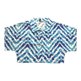Janice Plain White Pattern Crop Shirt For Girls