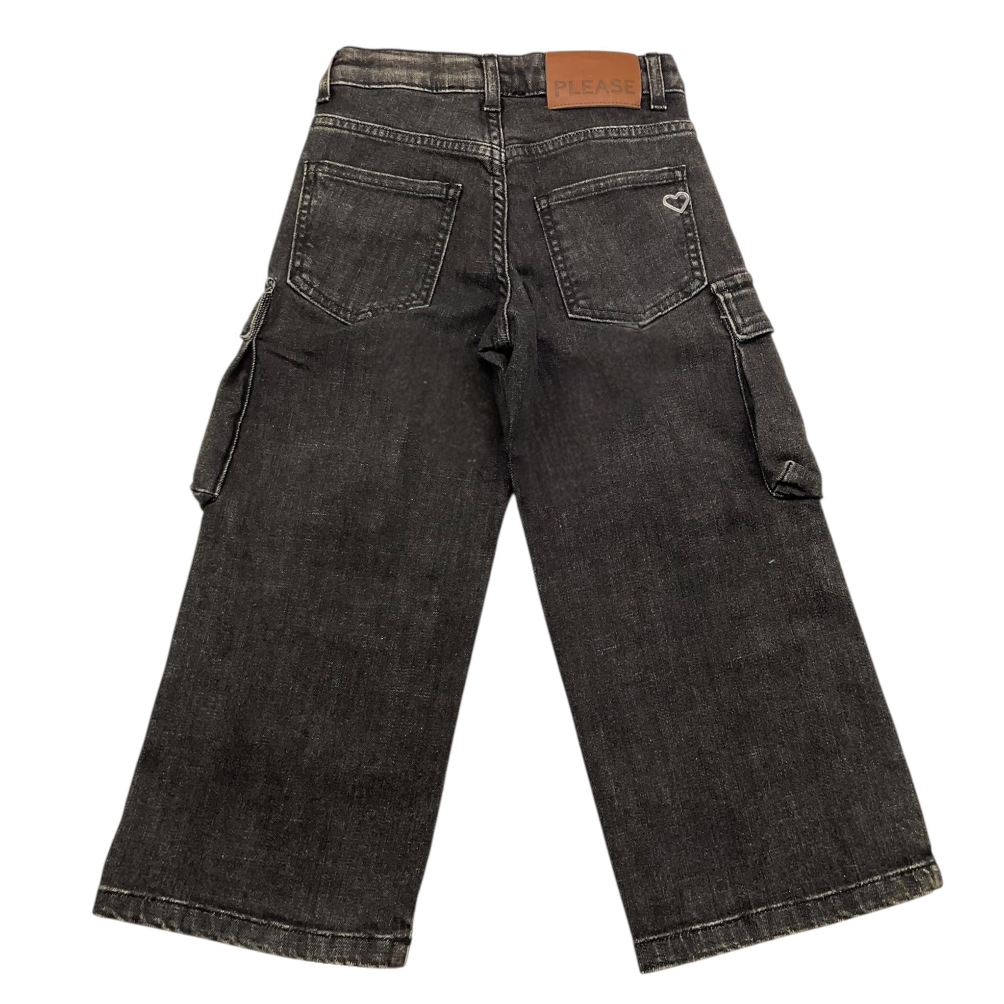 PLEASE jeans tinta unita modello palazzo Nero per Bambina PH13010G66X NERO PLEASE 