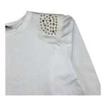 NAIDA shirt girocollo tinta unita con borchie Panna per Bambina NATS182 PANNA NAIDA 