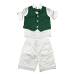 Never Too Completo 4 Pezzi Camicia-Bermuda-Gilet-Papillion per Bambino GM2237NJ VERDE NEVER TOO 