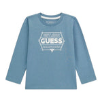 Guess Shirt Girocollo Tinta Unita con Stampa per Bambino N5RI26K8HM4 PETROLIO GUESS 