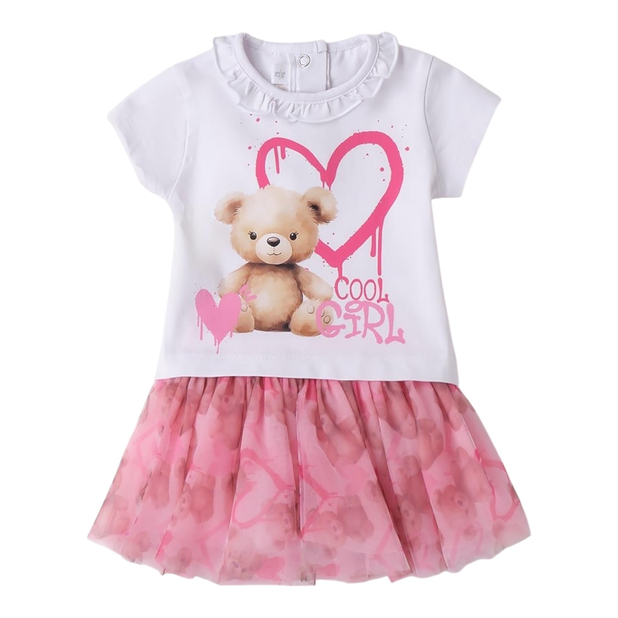 Minibanda Completo 2 Pezzi T-Shirt-Gonna per Neonata 3B754X ROSA MINIBANDA 