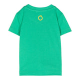 Trussardi Solid Color Crew Neck T-Shirt with Green Logo Print for Newborns