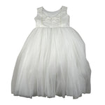 Les Gamins Abito Giromanica Tinta Unita con Tulle per Bambina 23101 BIANCO LES GAMINS 