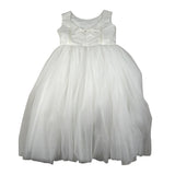 Les Gamins Abito Giromanica Tinta Unita con Tulle per Bambina 23101 BIANCO LES GAMINS 