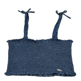 Liu Jo Solid Color Denim Top With Blue Straps For Girls