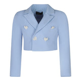 Fun &amp; Fun Plain Crop Jacket with Glitter Buttons Light Blue for Girls