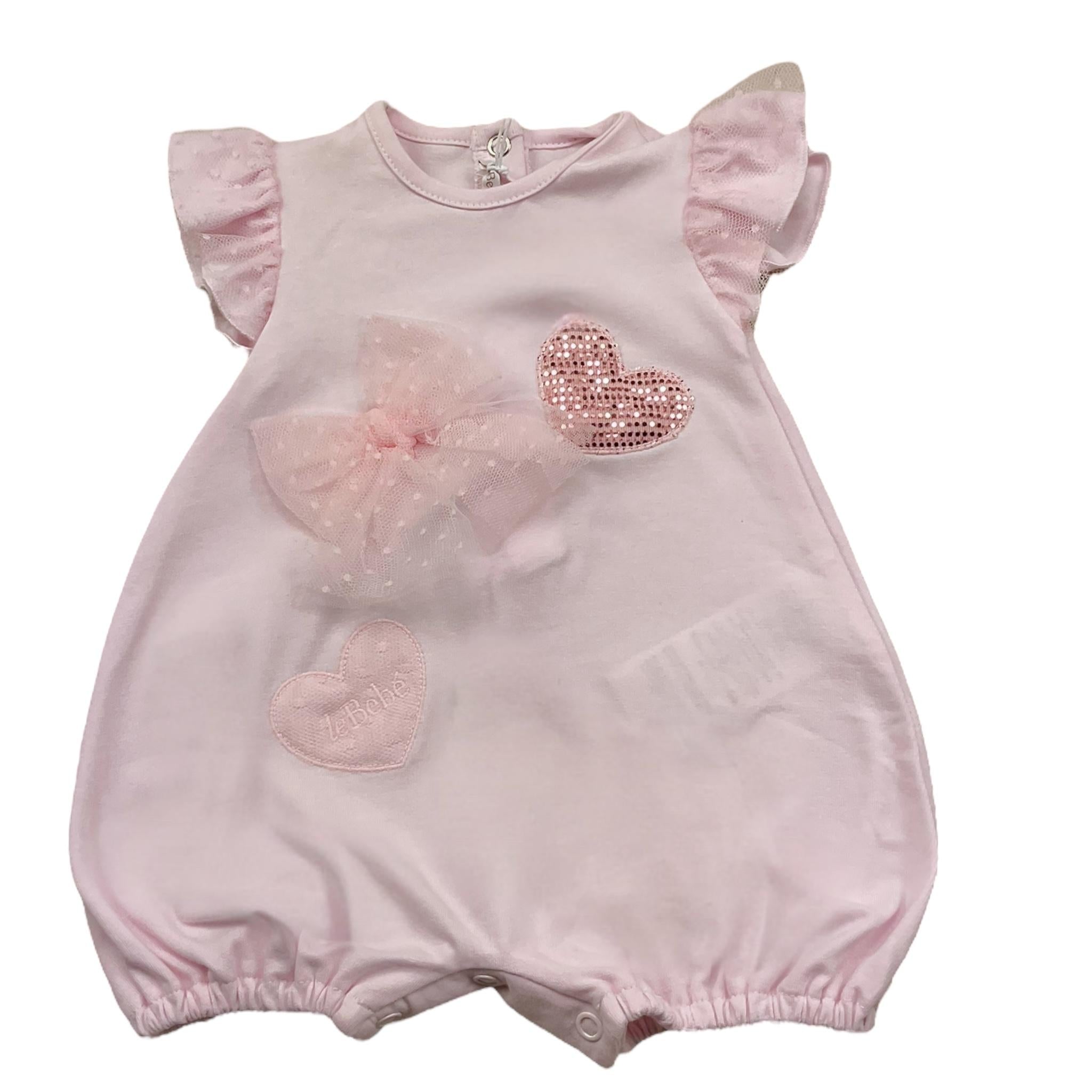 Le Bebe' Pagliaccetto Tinta Unita con Paillettes per Neonata LBG5603 ROSA LE BEBE' 