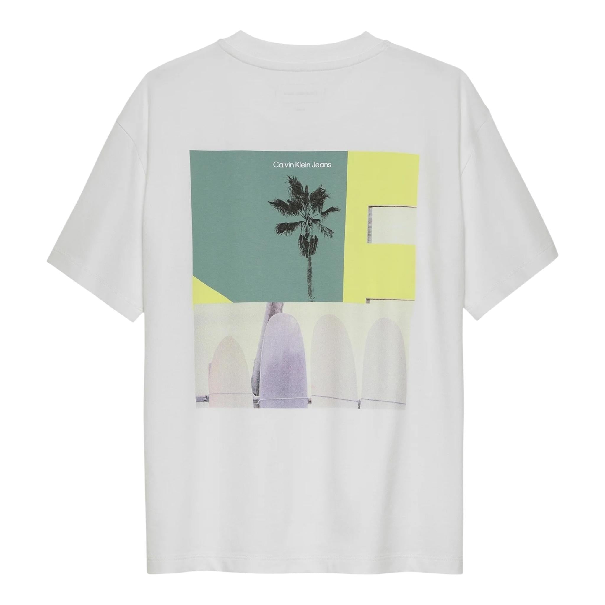 Calvin Klein T-Shirt Girocollo Tinta Unita con Stampa per Bambino IB0IB02449 BIANCO CALVIN KLEIN 