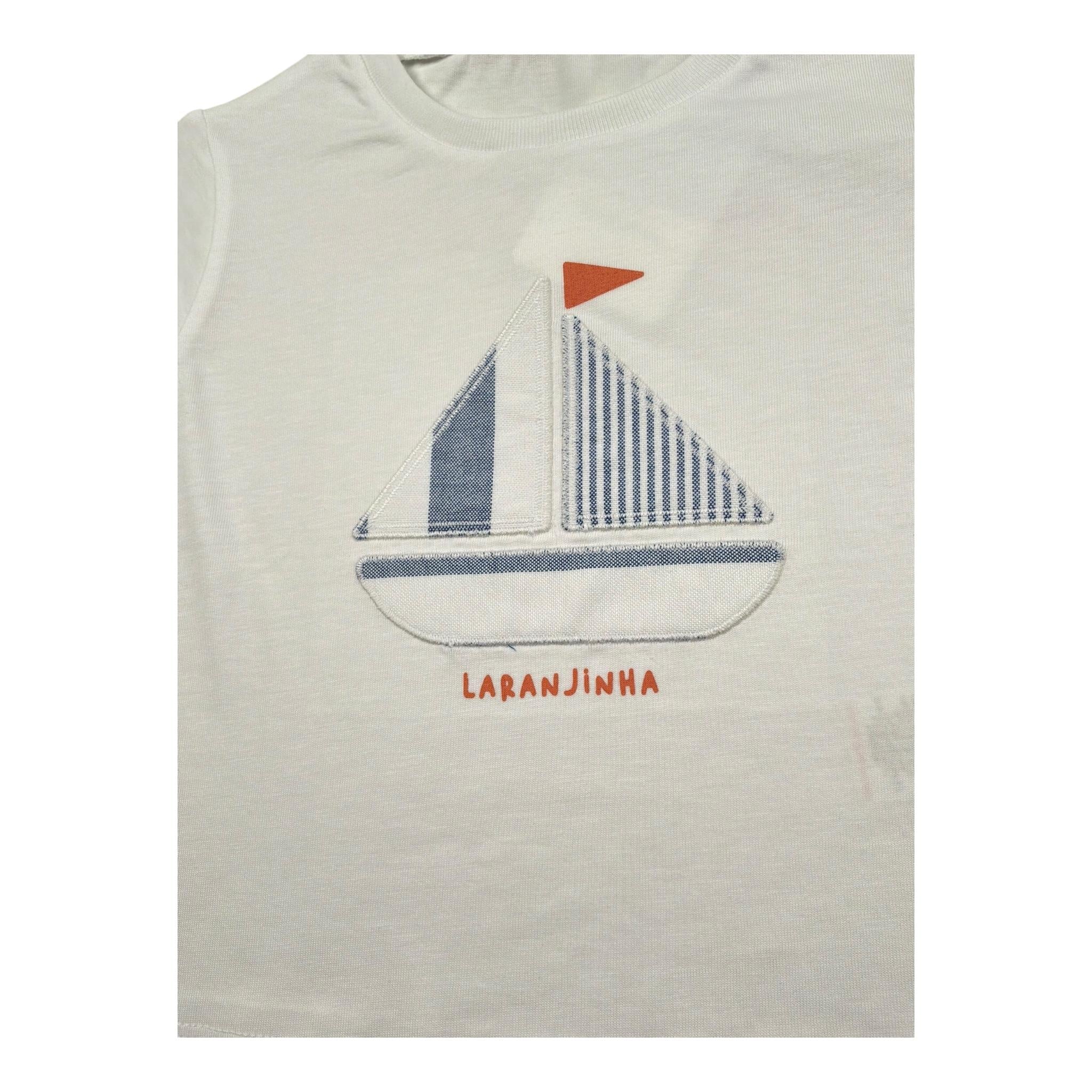 Laranjinha T-Shirt Girocollo Tinta Unita con Stampa per Neonato 92907V5840A61 BIANCO LARANJINHA 