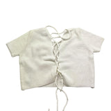 Please T-Shirt In Maglia Tinta Unita con Scollo Retro per Bambina NB16230G72 BIANCO PLEASE 