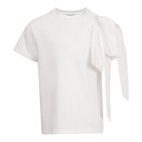 Dou Dou T-Shirt Girocollo Tinta Unita con Fiocco per Bambina DW8A41 BIANCO DOU DOU 