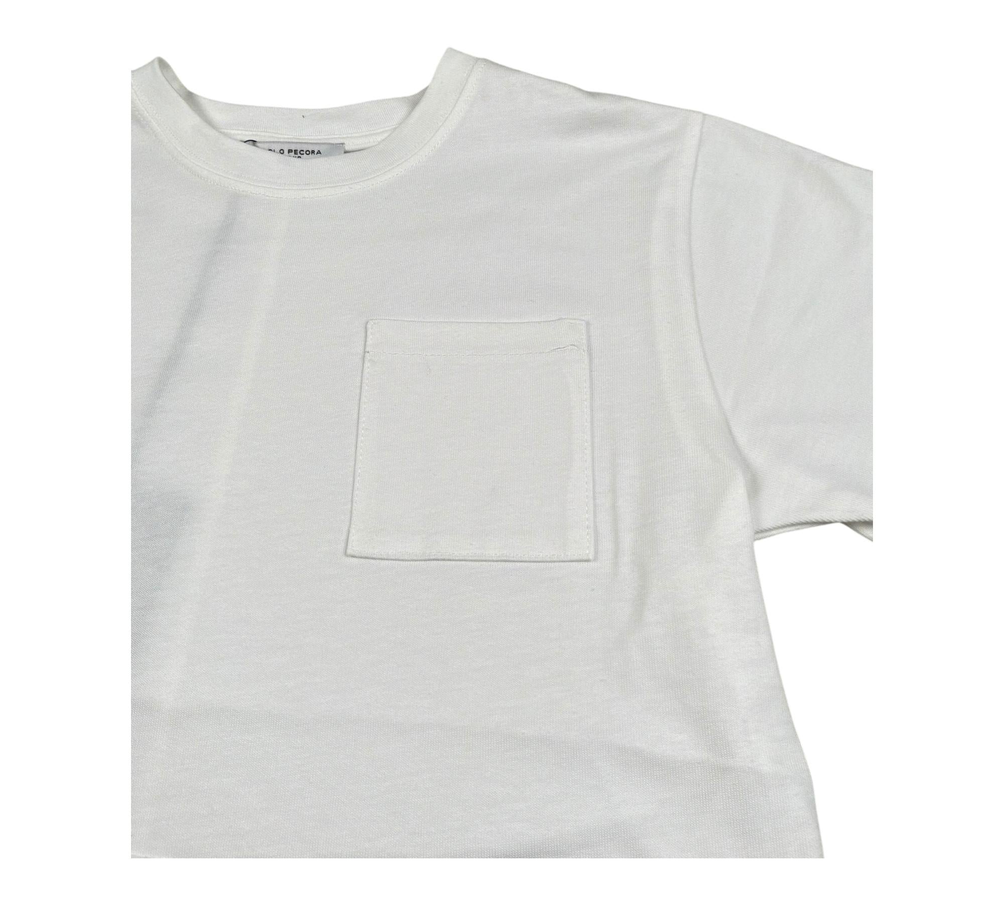 Paolo Pecora T-Shirt Girocollo Tinta Unita con Tasche per Bambino PP4369 BIANCO PAOLO PECORA 